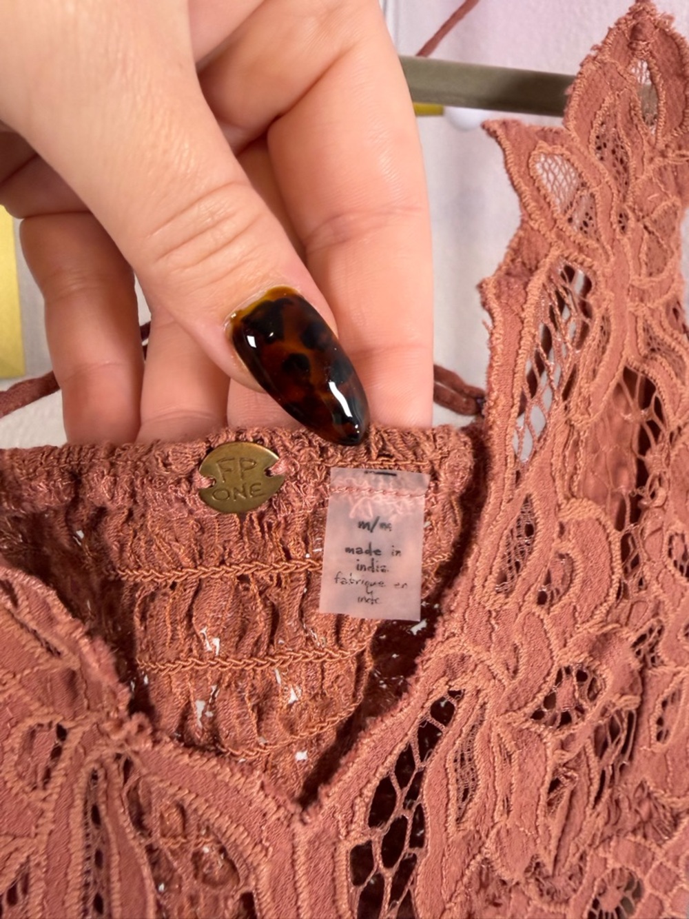 Free People Lace Bralette Cami in Rust - Women Tops Medium - Picture 5 of 5